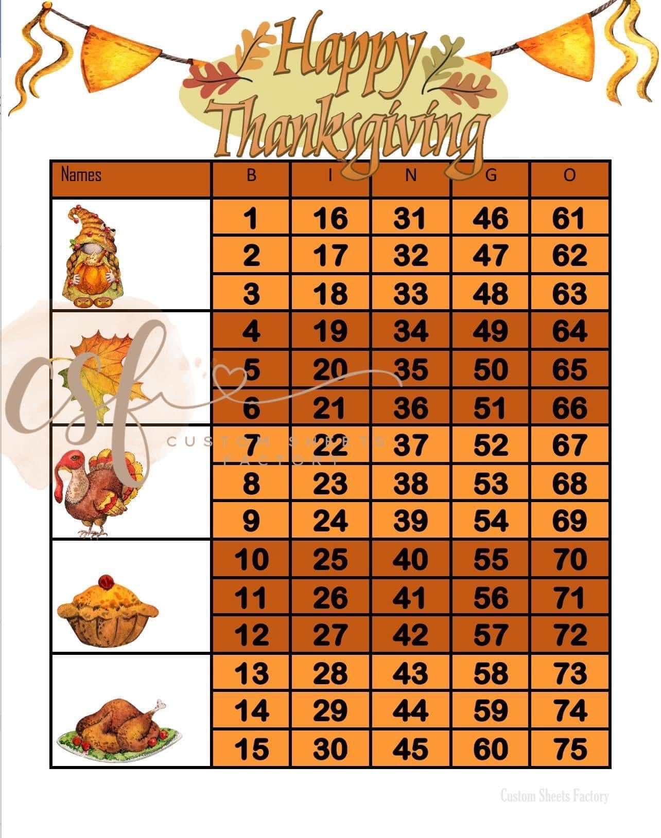 Happy Thanksgiving - 5 Block - 75 Ball