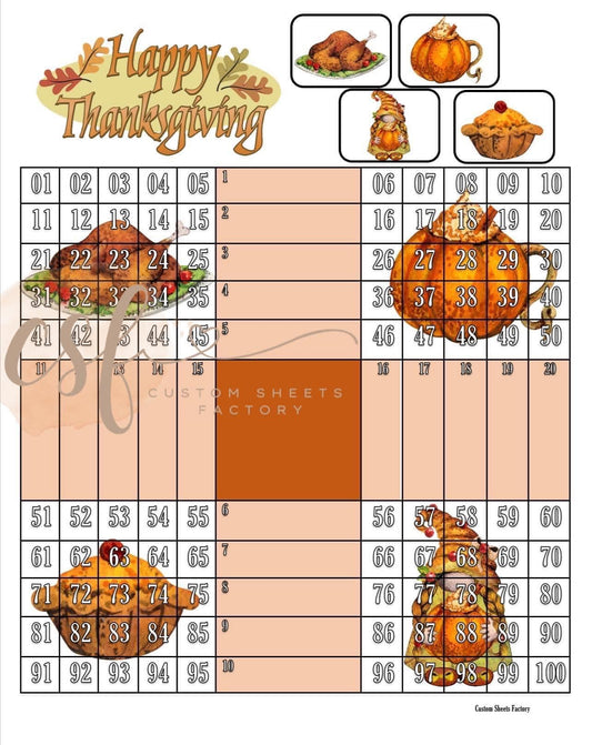 Happy Thanksgiving - 4 Corner Grid - Straight