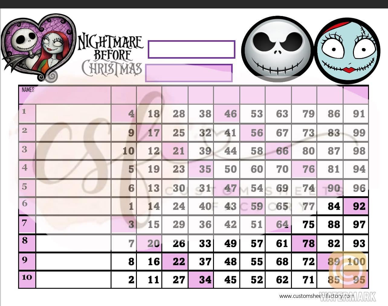 NBC Jack & Sally - 15 Line, 18 Line, 10 Line, Grid, 5 Block, 6 Block