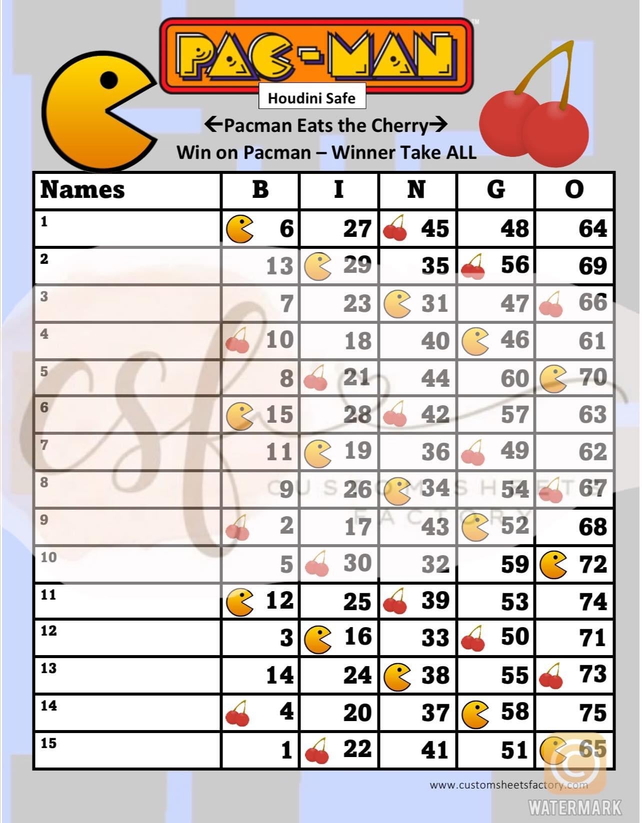 Pac Eats Cherry - 15 Line - 75 Ball