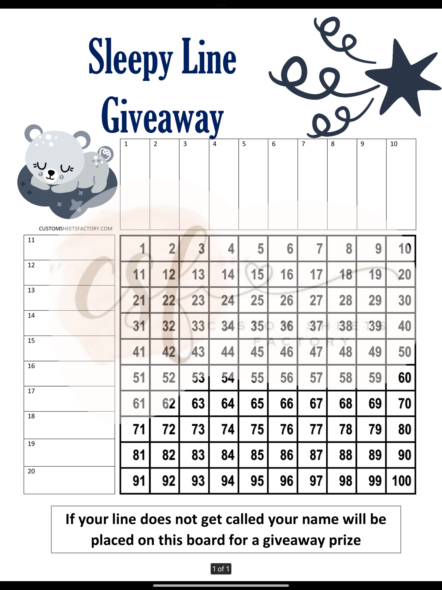 Sleepy Lines Giveaway Bear - Grid - Straight & Mixed