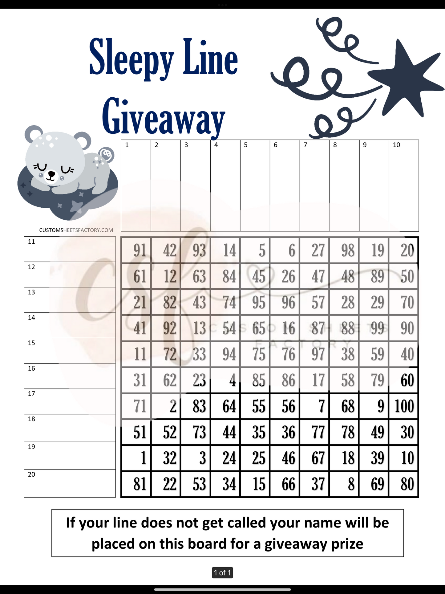 Sleepy Lines Giveaway Bear - Grid - Straight & Mixed