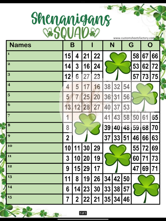 Shenanigans Squad - 15 Line Double - 2 Variants