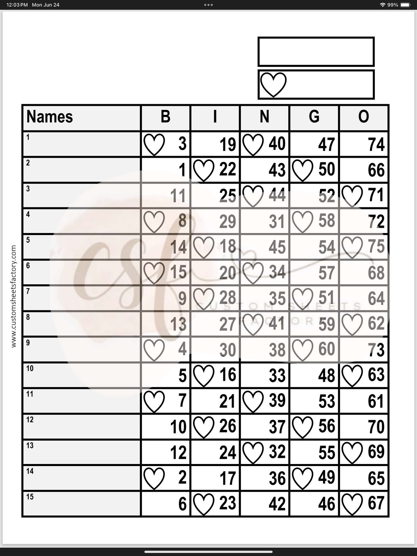 Basic Bundle - Hearts - 15 Line - 75 Ball