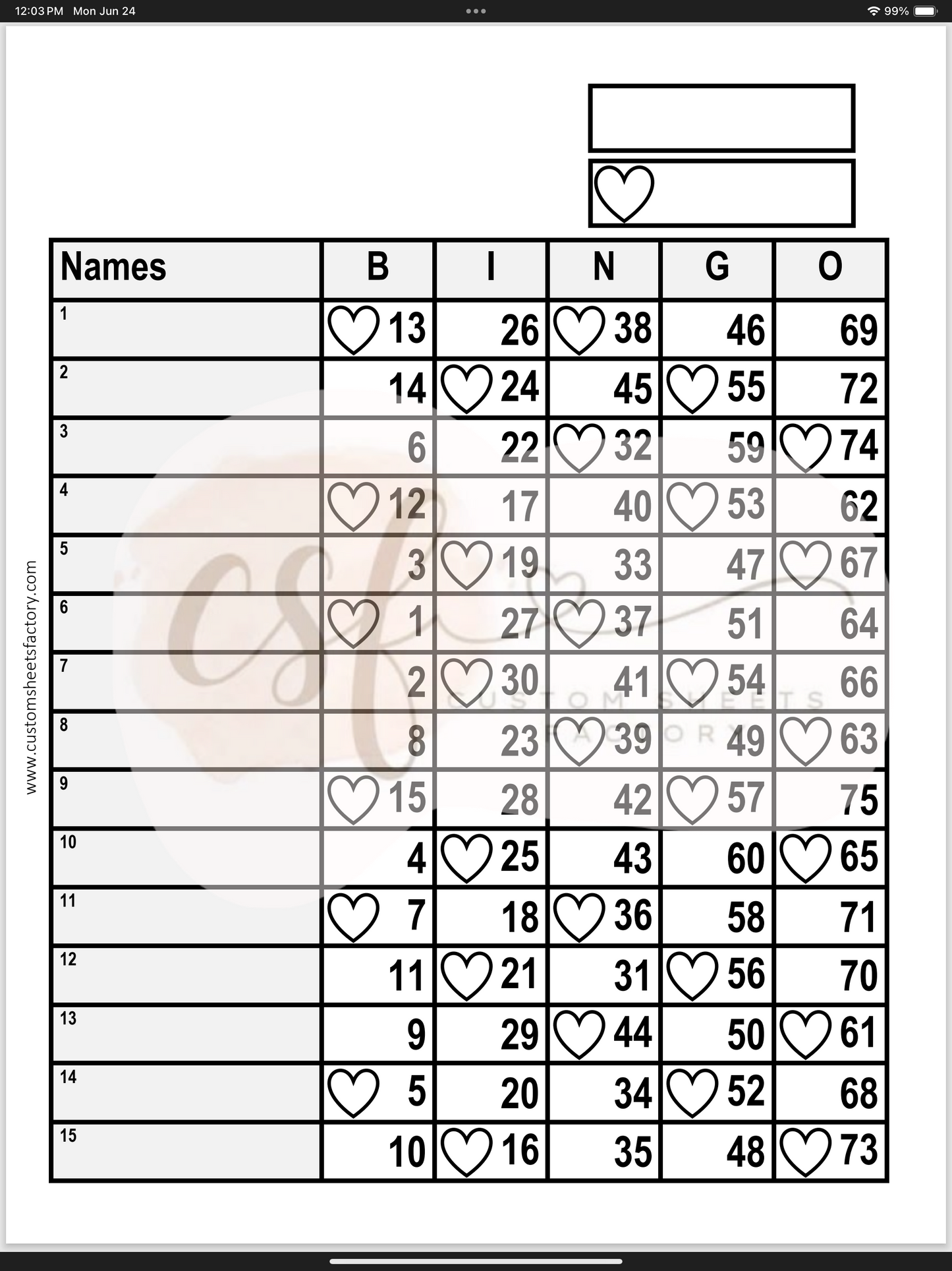 Basic Bundle - Hearts - 15 Line - 75 Ball