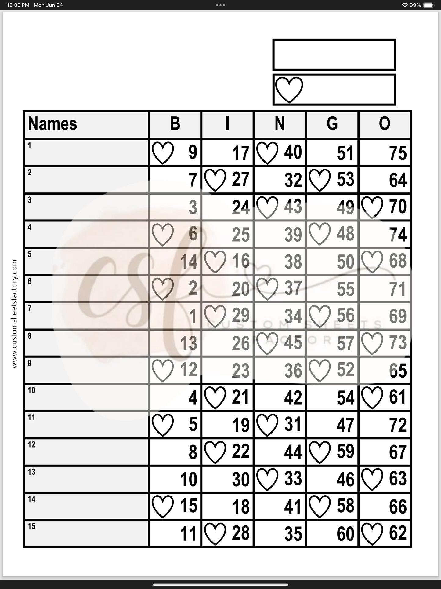 Basic Bundle - Hearts - 15 Line - 75 Ball