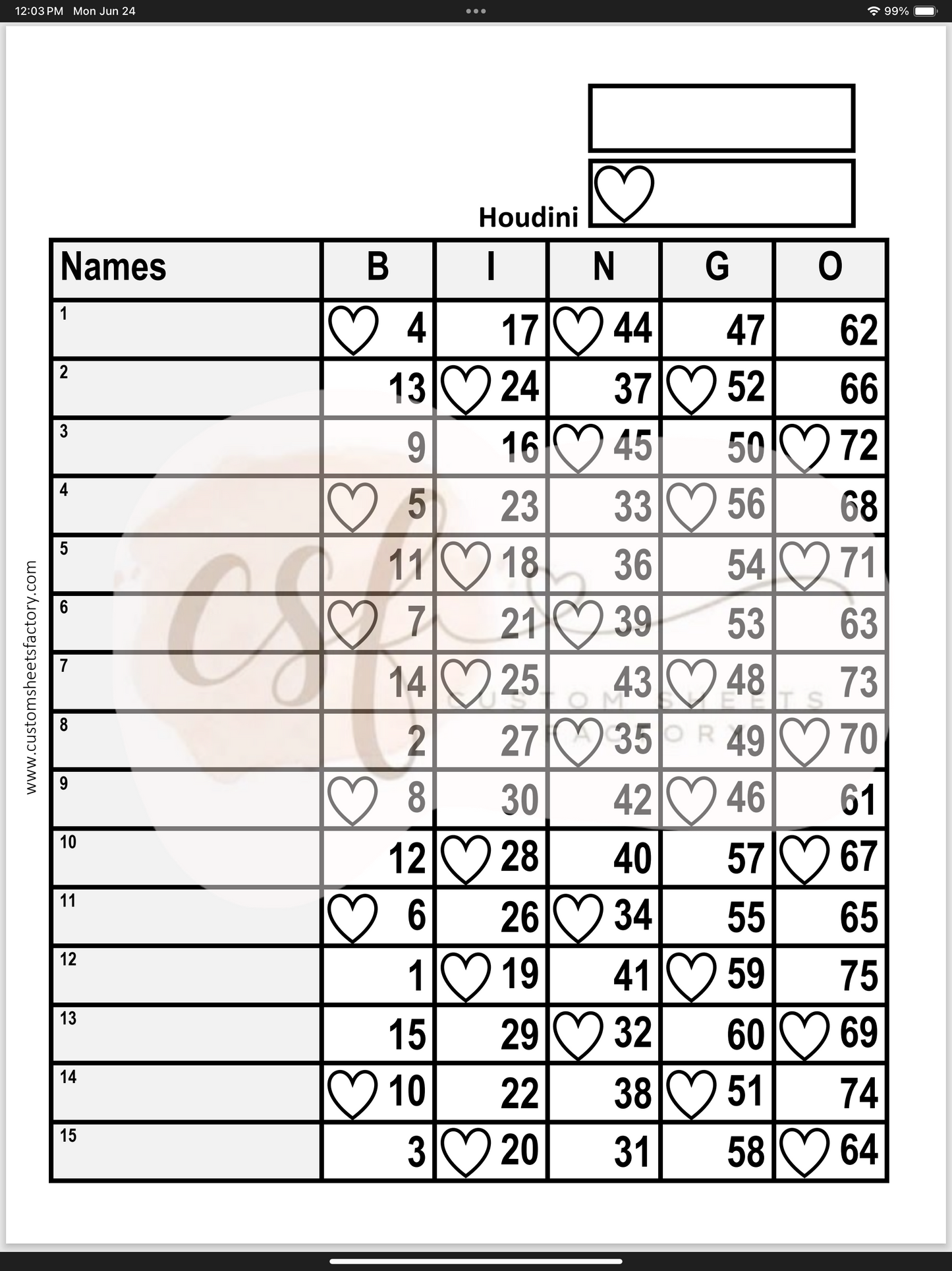 Basic Bundle - Hearts - 15 Line - 75 Ball