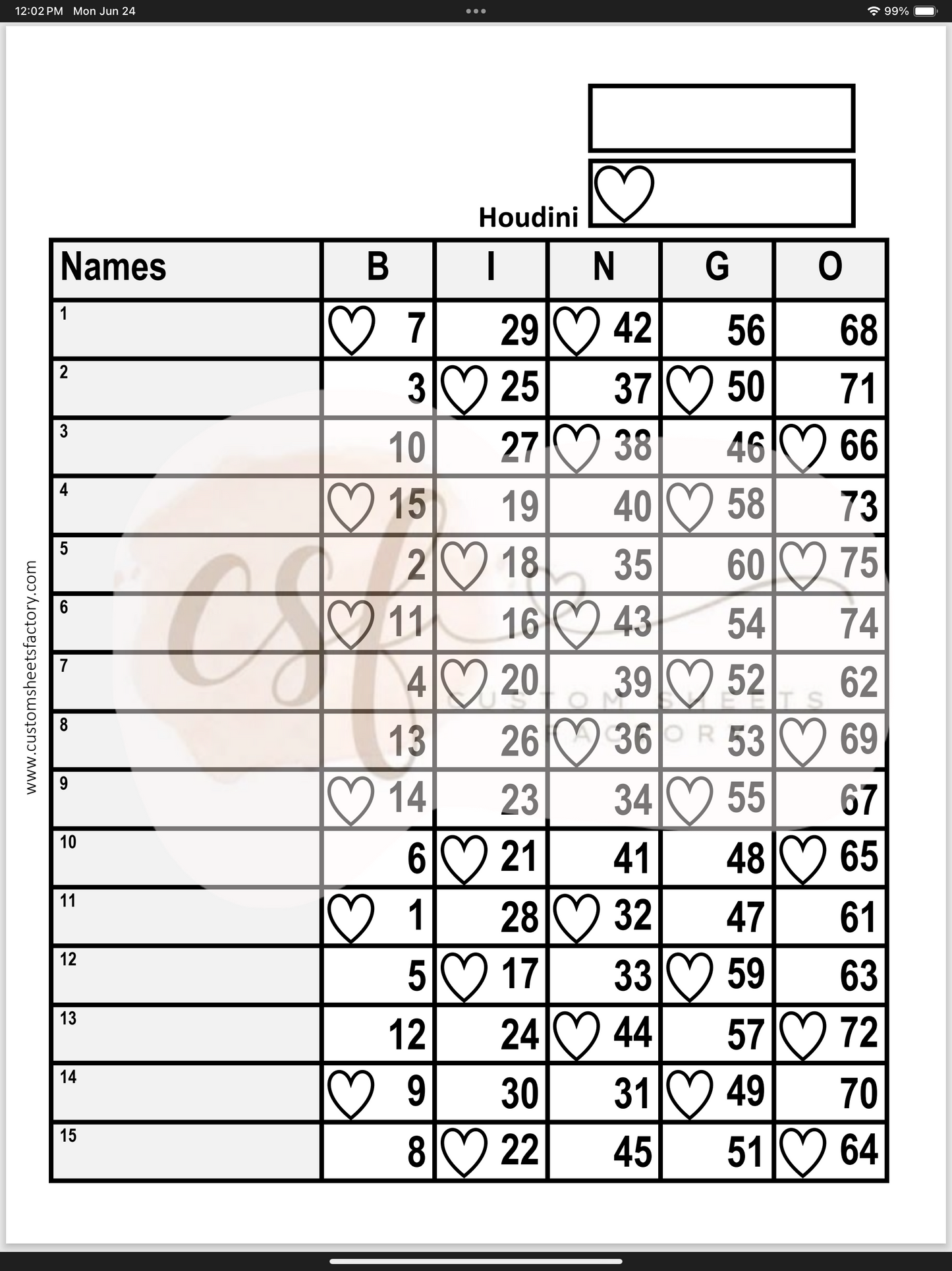 Basic Bundle - Hearts - 15 Line - 75 Ball