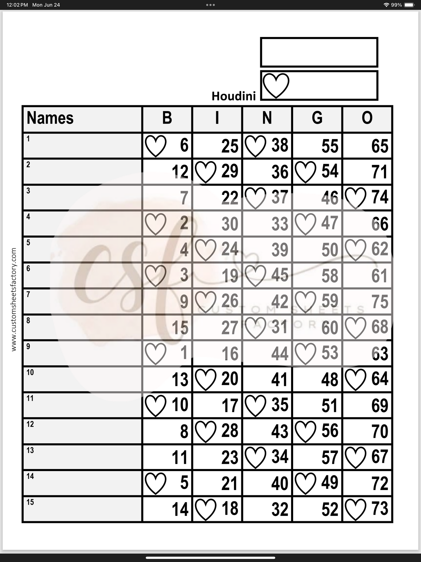 Basic Bundle - Hearts - 15 Line - 75 Ball