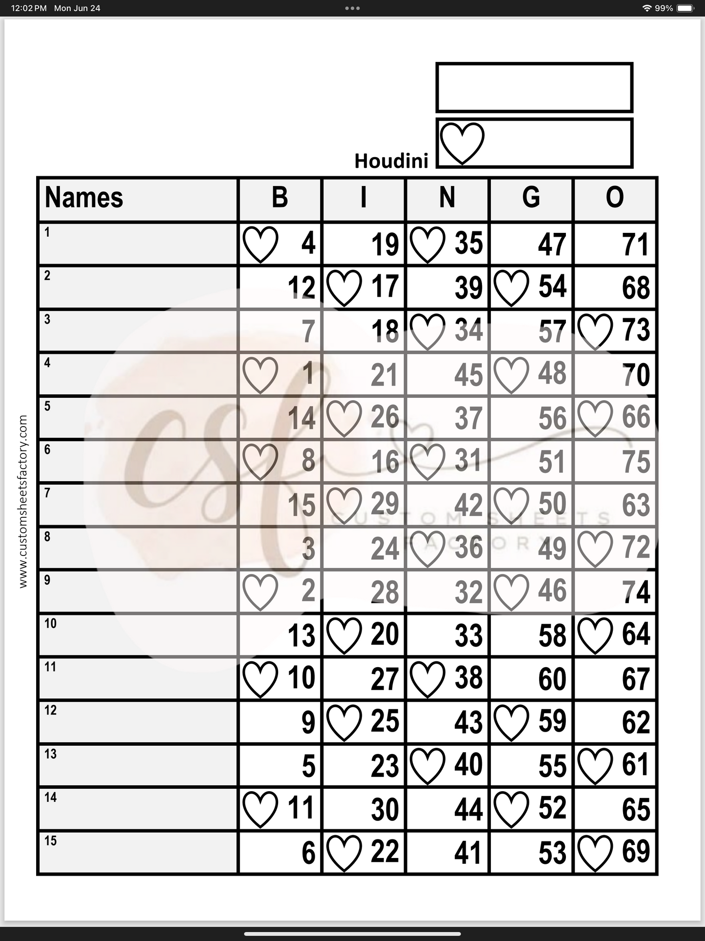 Basic Bundle - Hearts - 15 Line - 75 Ball