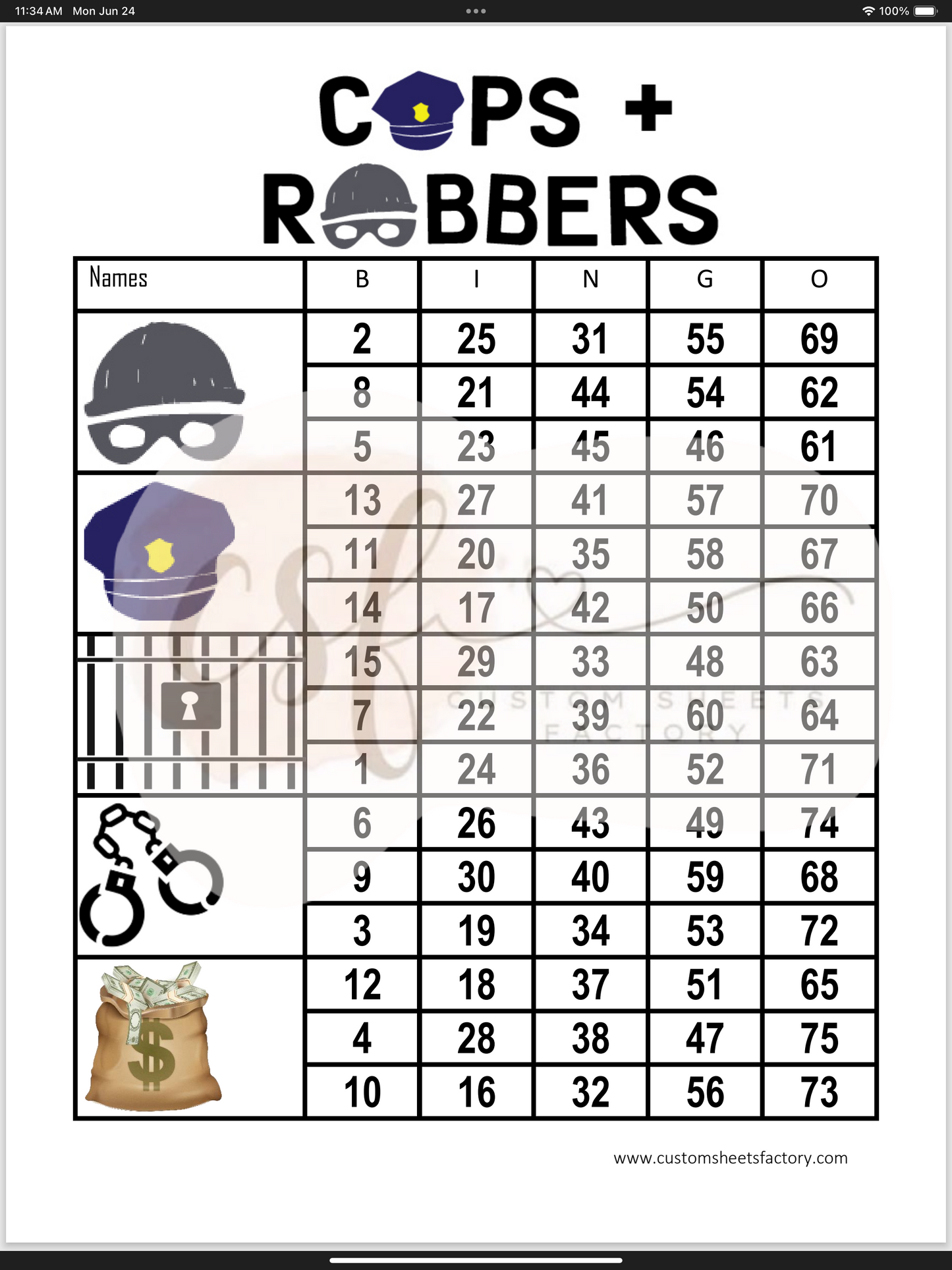 Cops & Robbers - Various Designs