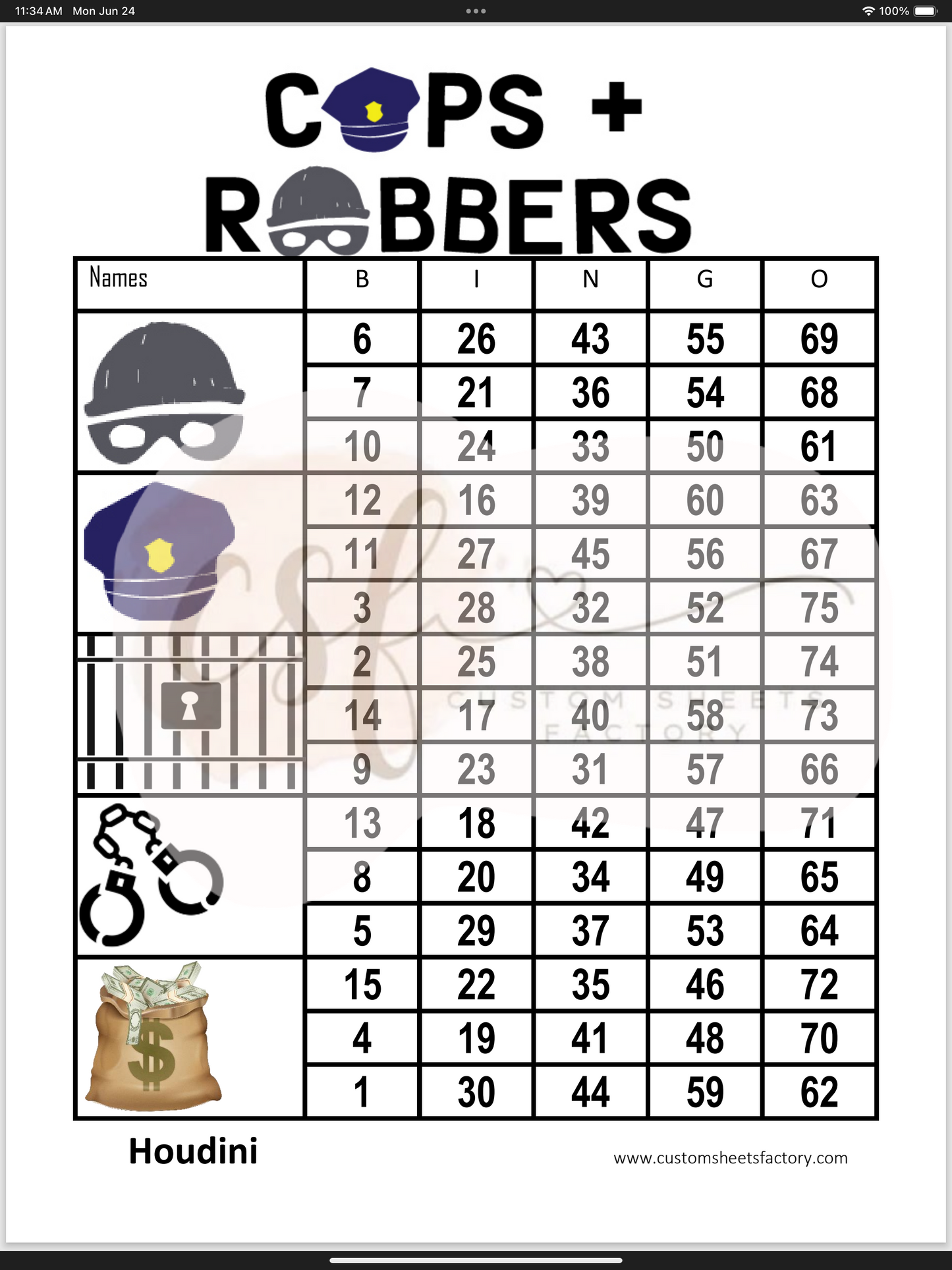 Cops & Robbers - Various Designs