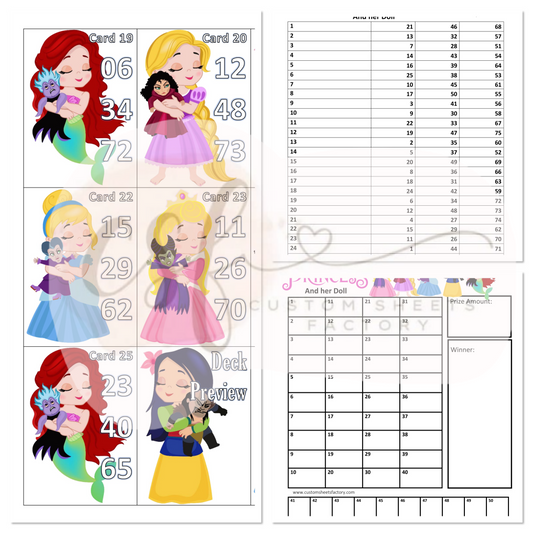 Princesss &  Her Doll - 3 Number - 25 Cards