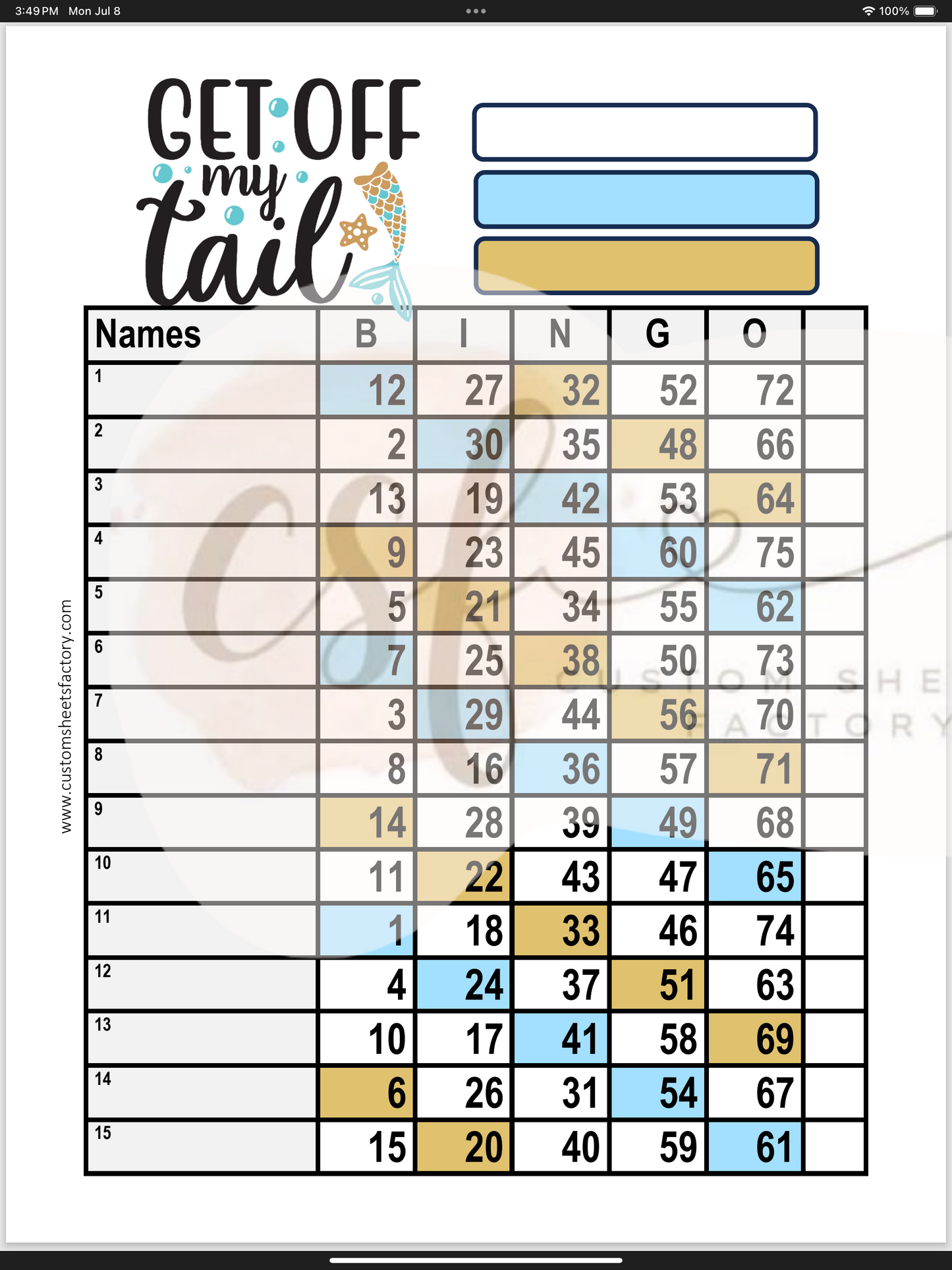 Get off my tail - 15 Line - 75 & 90 Ball