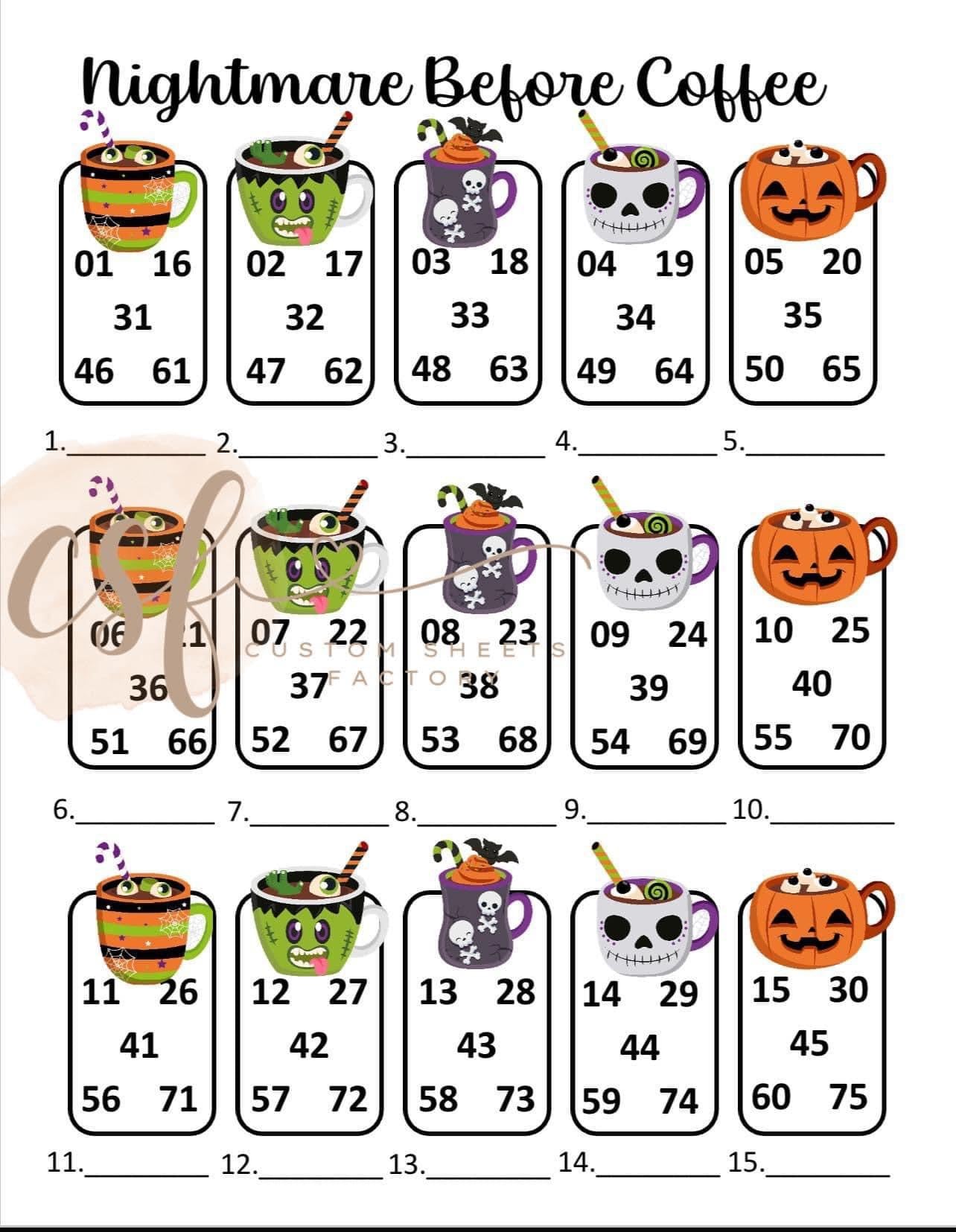 Nightmare before Coffee - Clipart 15 Line 75 Ball