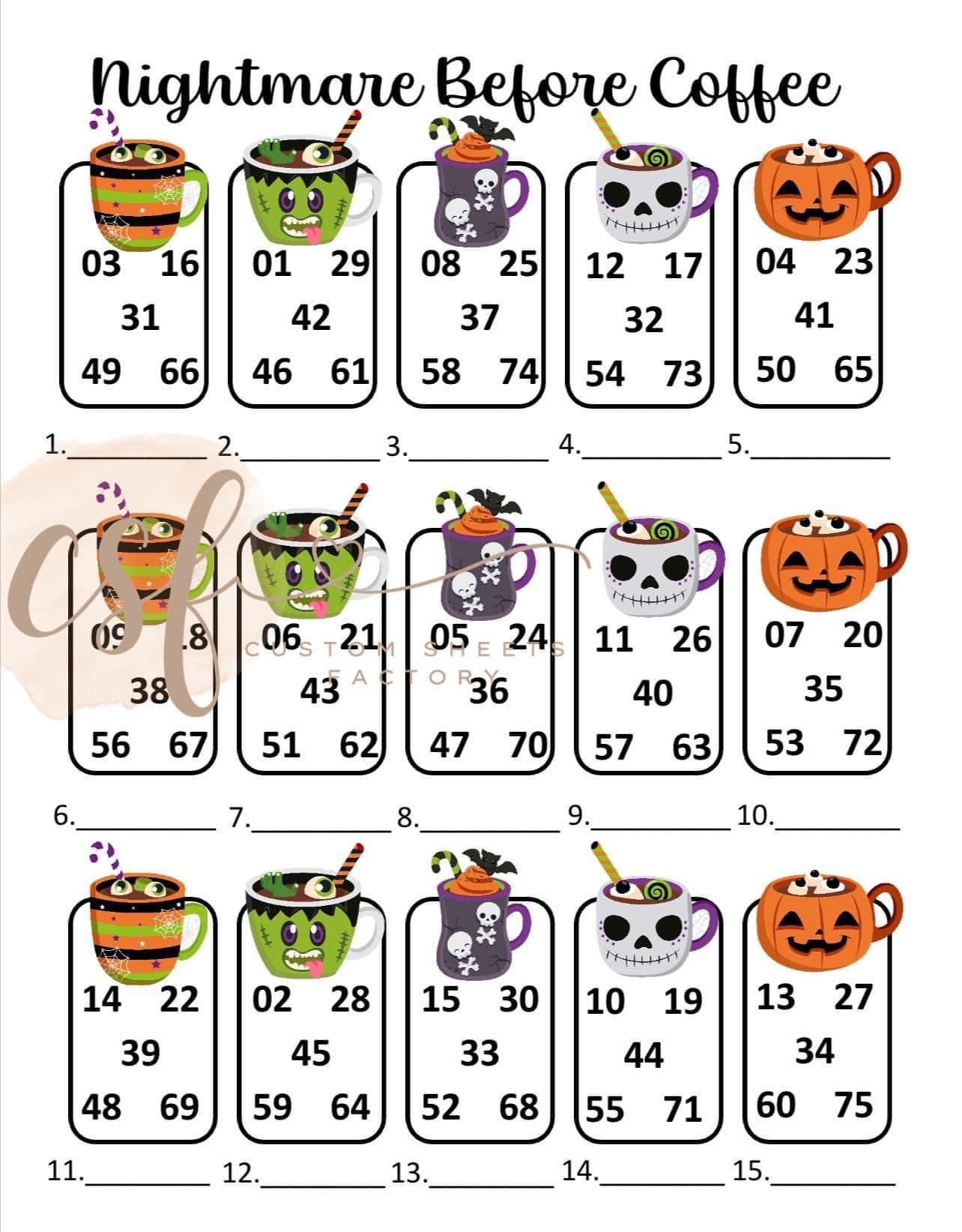 Nightmare before Coffee - Clipart 15 Line 75 Ball