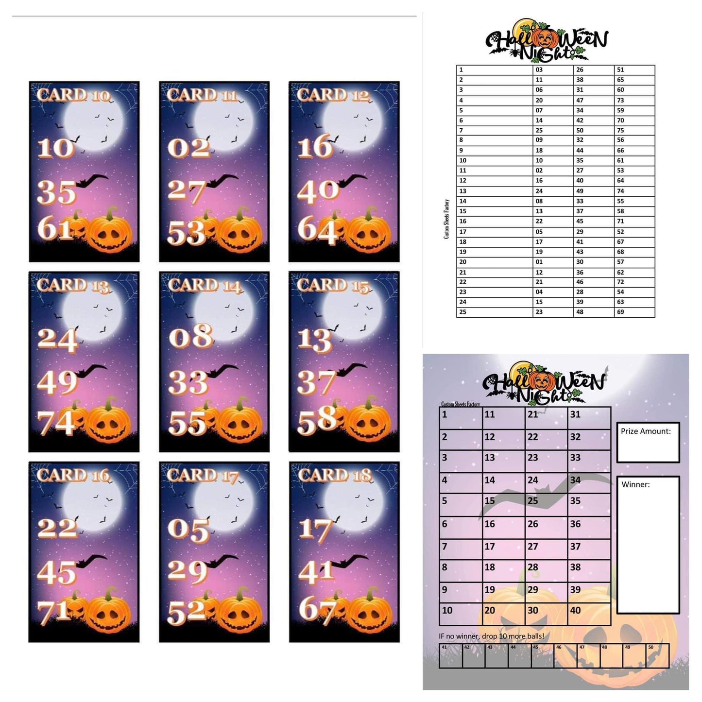 Halloween Night - 3 Numbers - 25 Cards