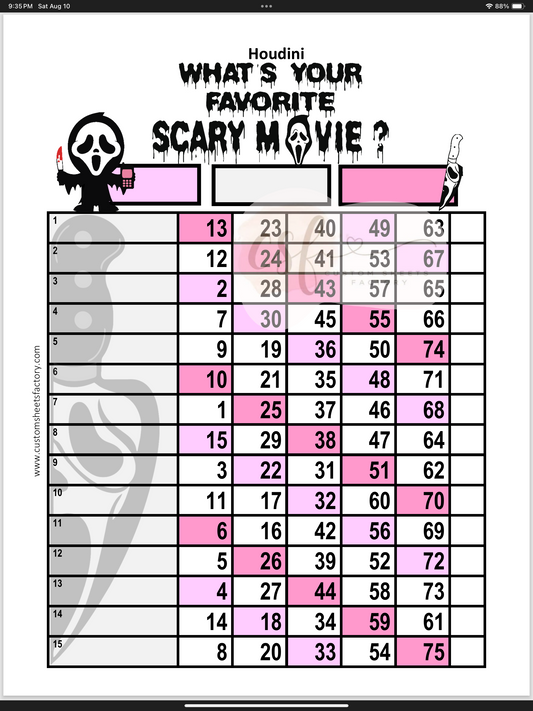 What's your favorite scary movie - 15 Line - 75 Ball