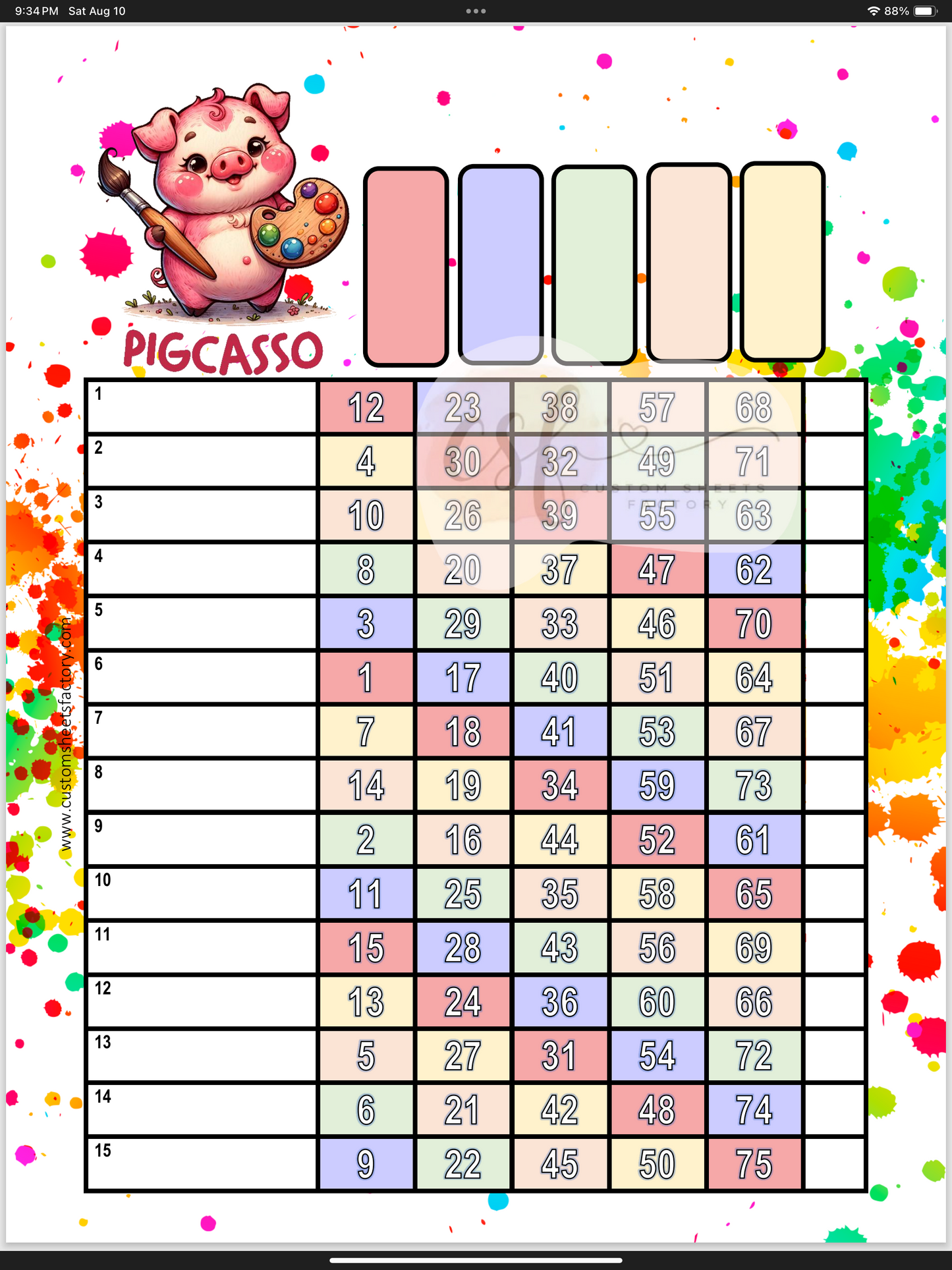 Pigcasso - 15 Line - 75 Ball