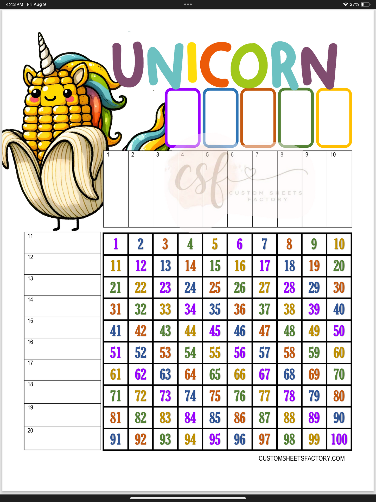 Unicorn Rainbow Landing - Grid - 100 Ball