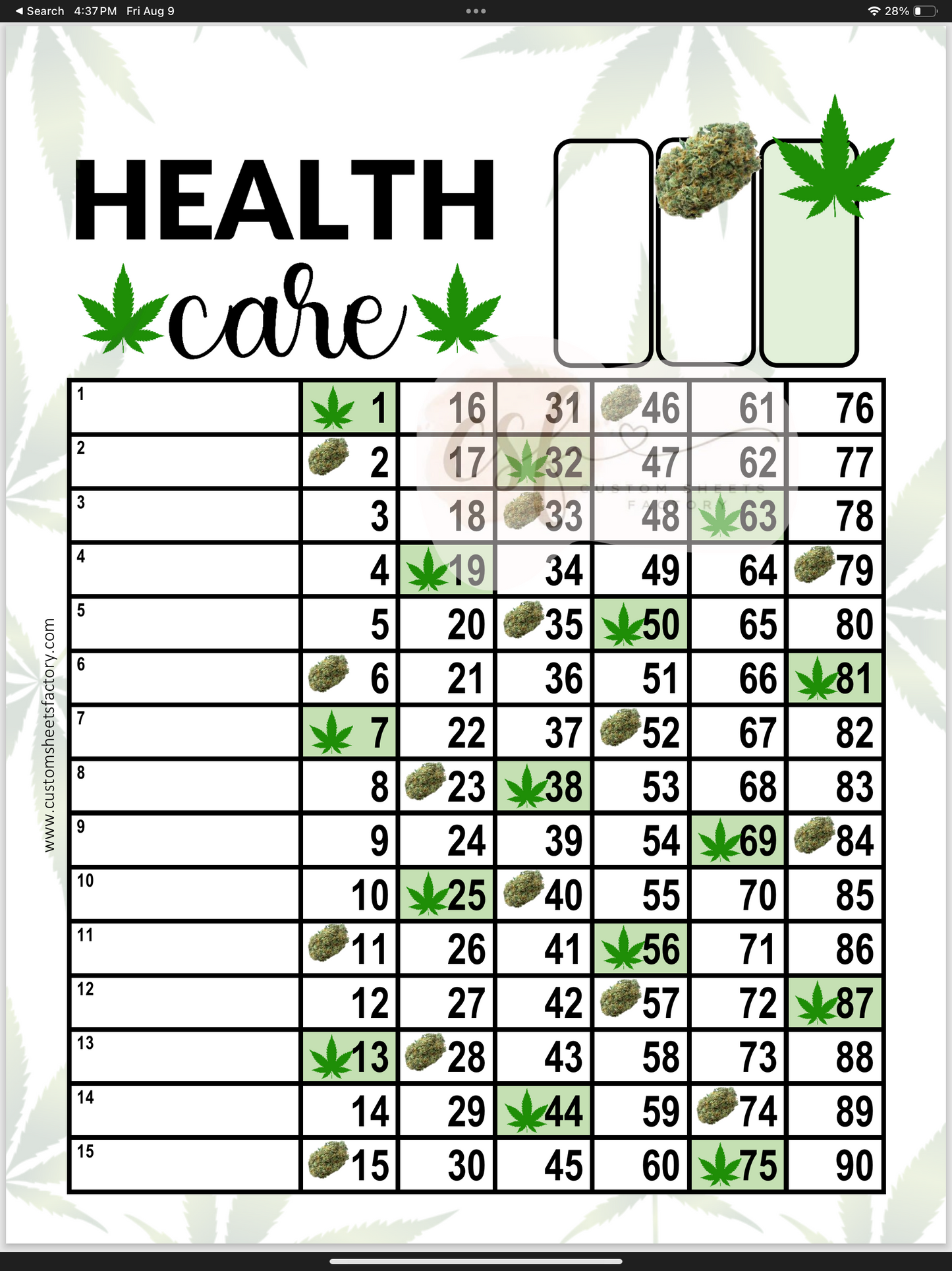 Healthcare Leaf - 15 Line - 75 & 90 Ball