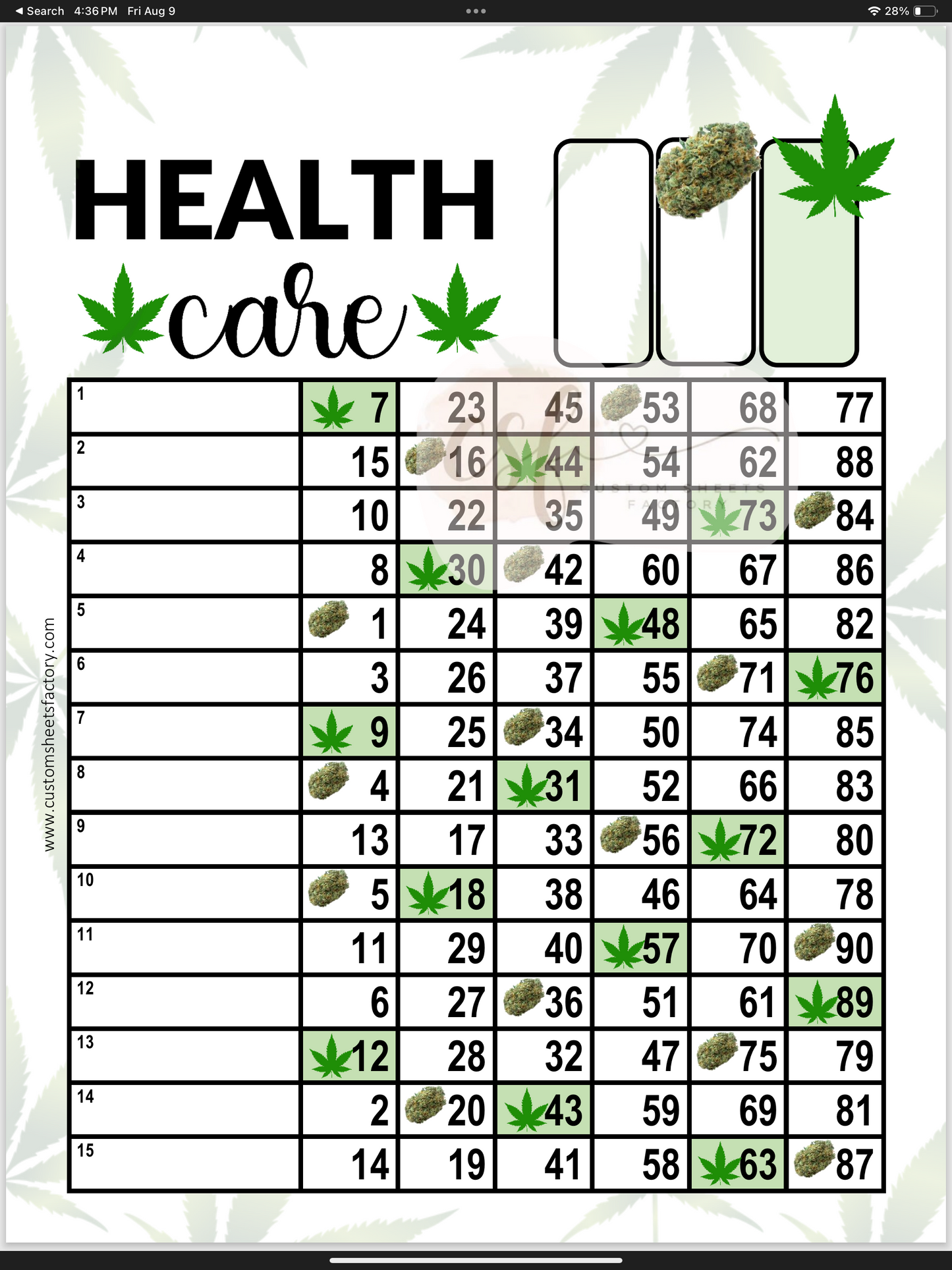 Healthcare Leaf - 15 Line - 75 & 90 Ball