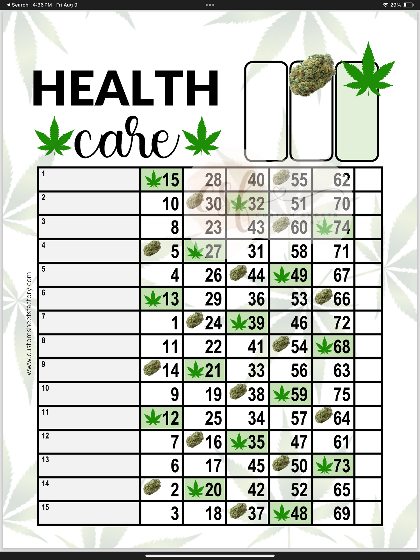 Healthcare Leaf - 15 Line - 75 & 90 Ball