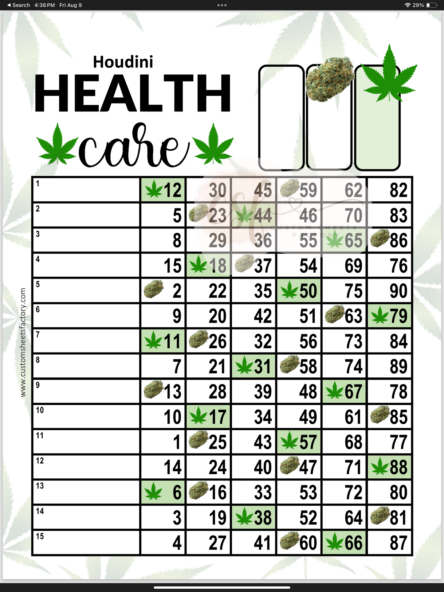 Healthcare Leaf - 15 Line - 75 & 90 Ball