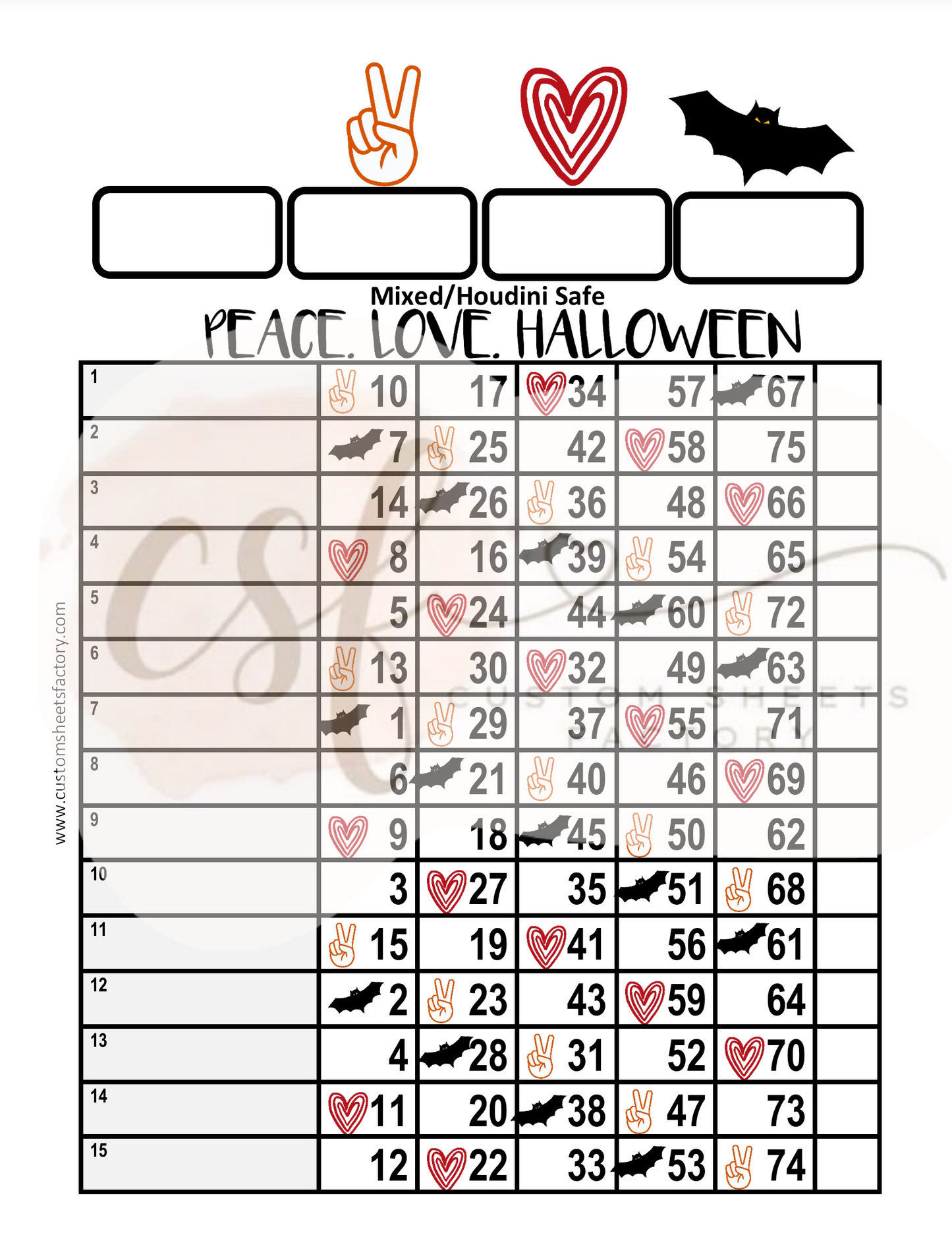 Peace Love Halloween - 15 Line