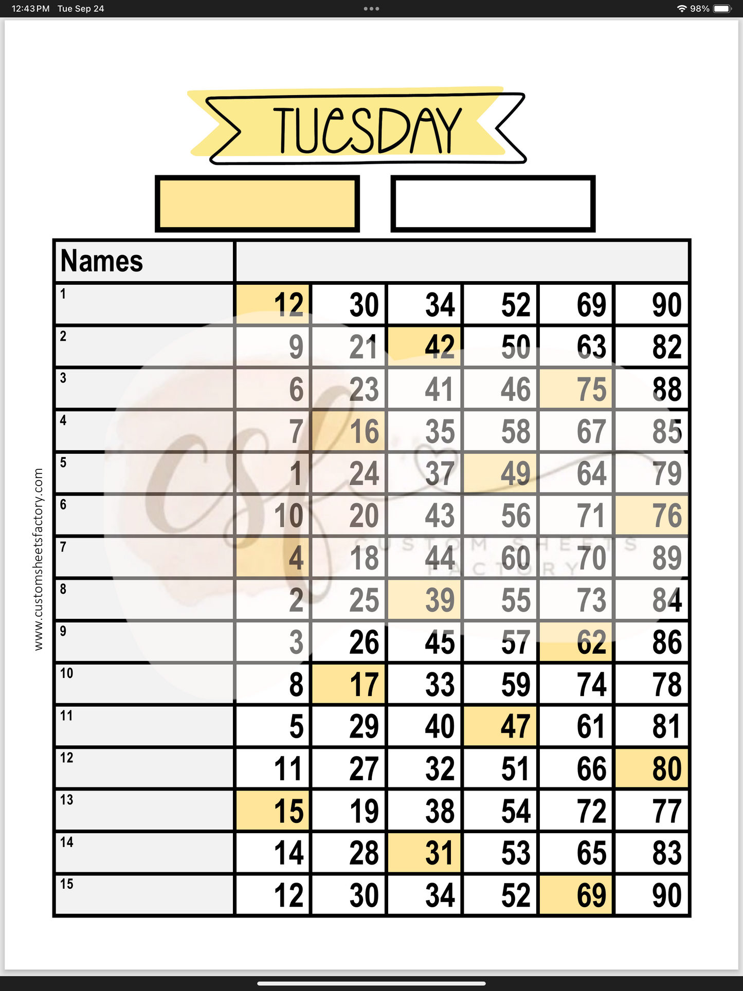 Days of the Week - Various Styles