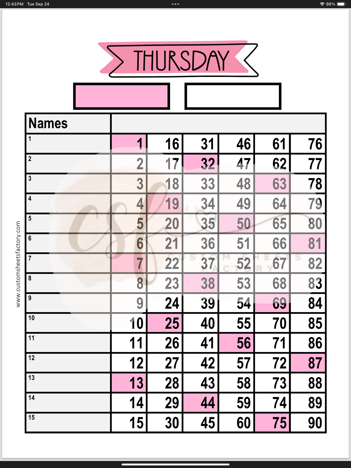 Days of the Week - Various Styles