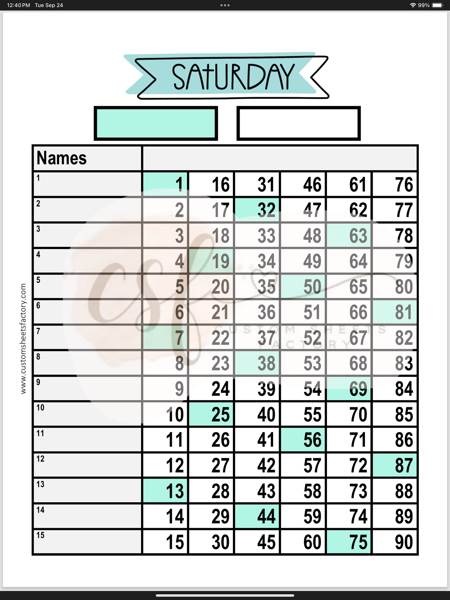 Days of the Week - Various Styles