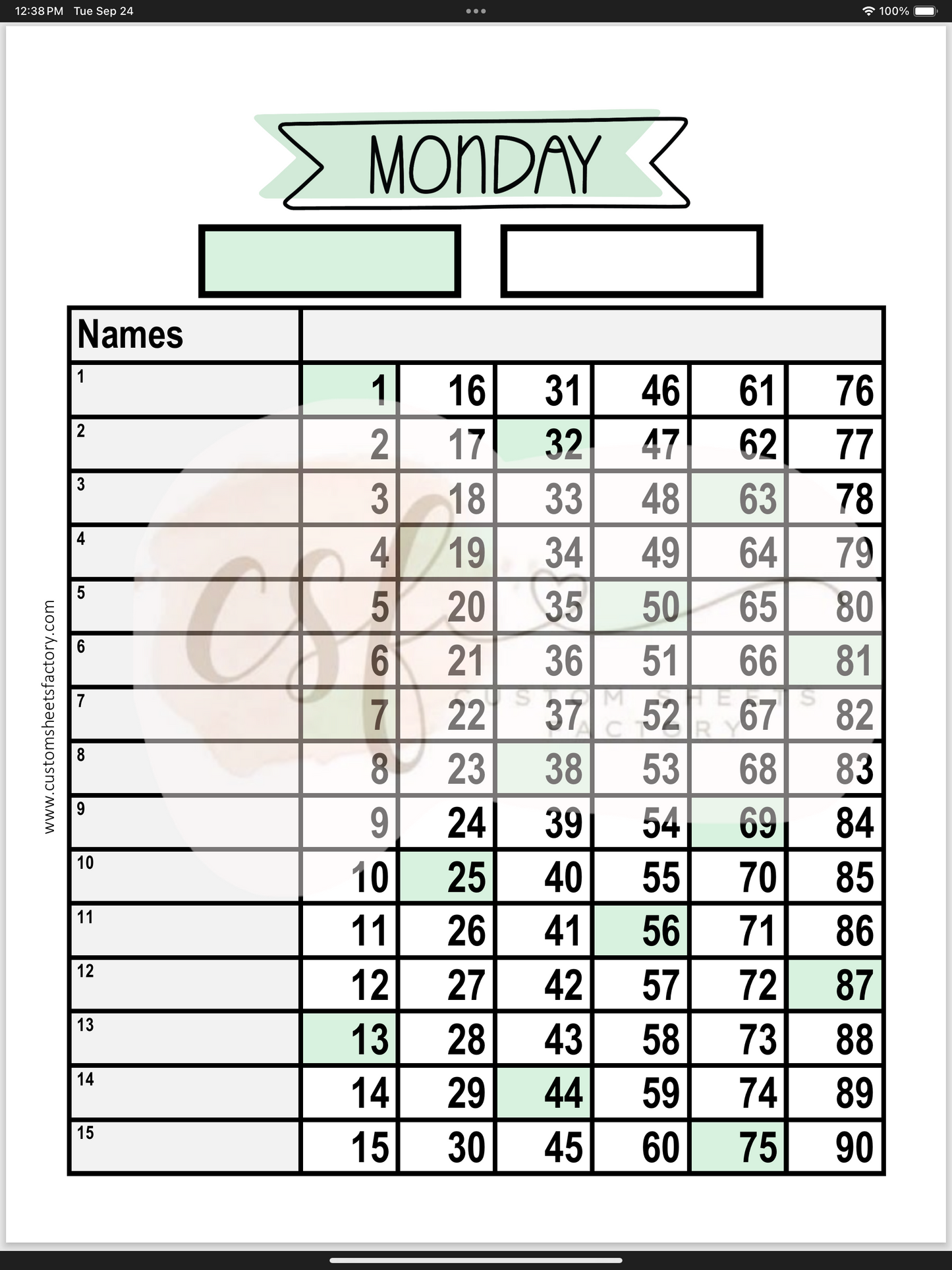 Days of the Week - Various Styles