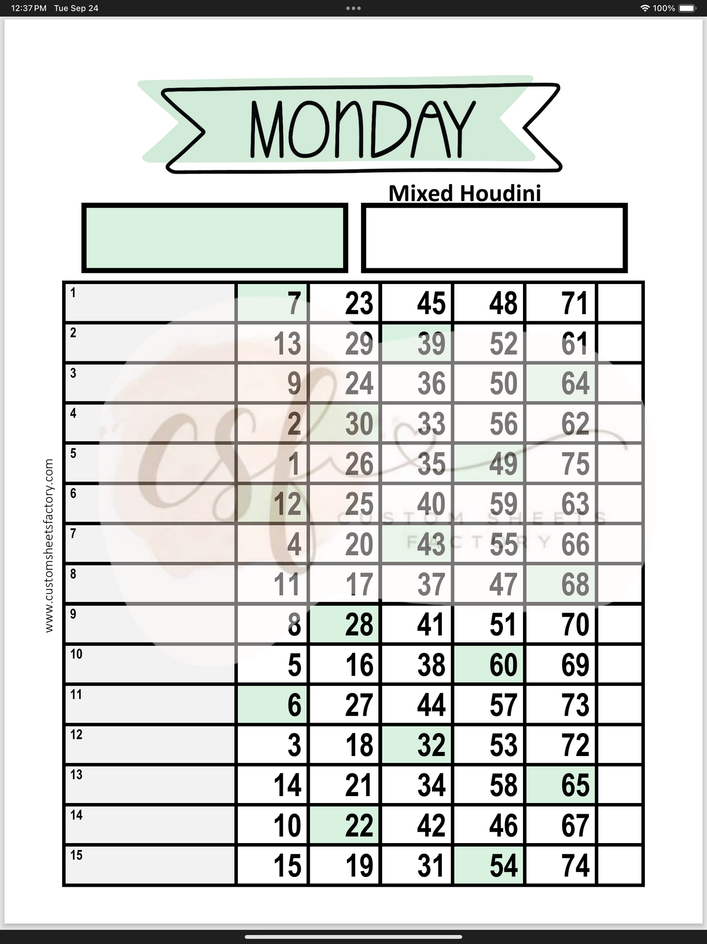 Days of the Week - Various Styles