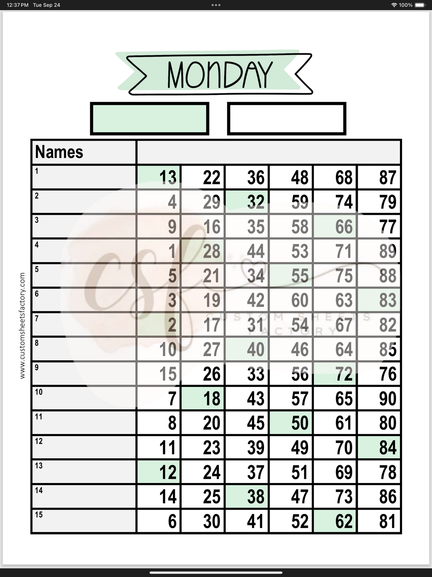 Days of the Week - Various Styles