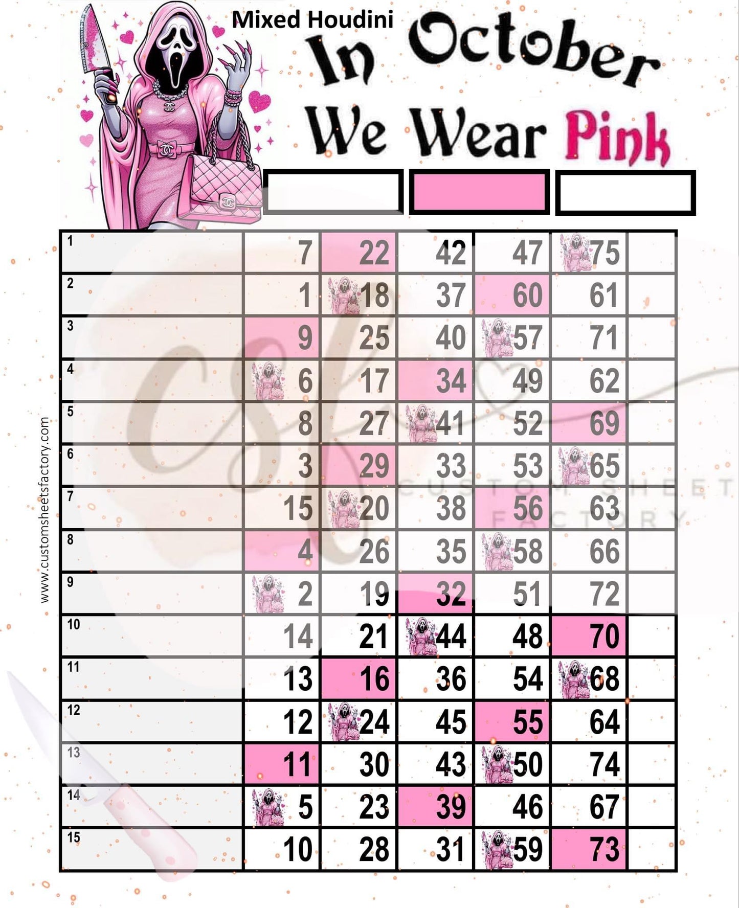 In October we wear pink - 15 Line - 75 Ball