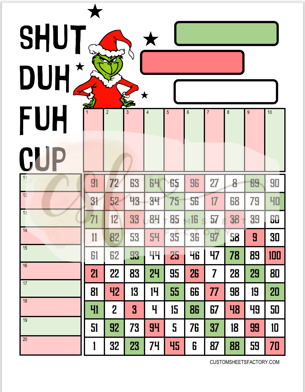 Shut Duh Fuh Cup - 15 Line & Grid