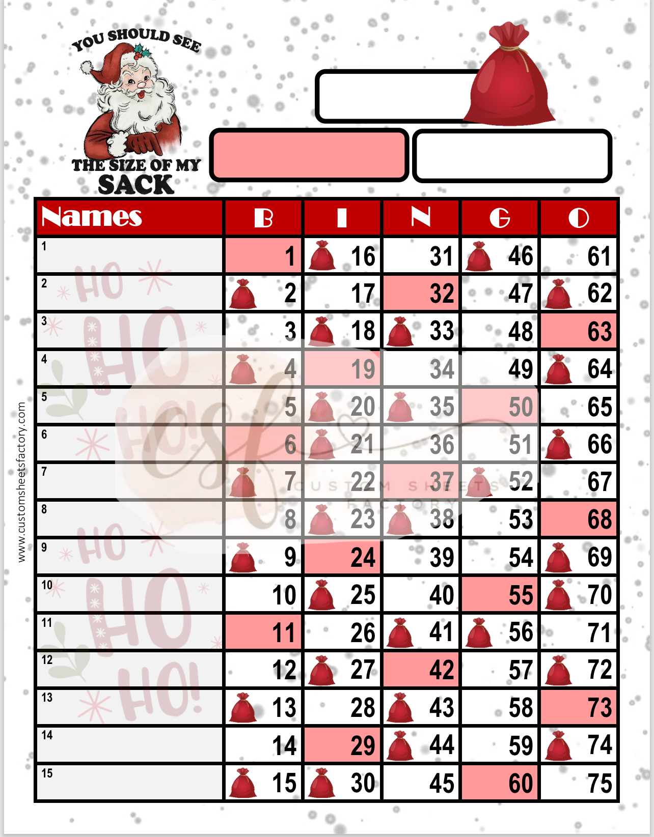 You should see the size of my sack - 15 Line & Grid