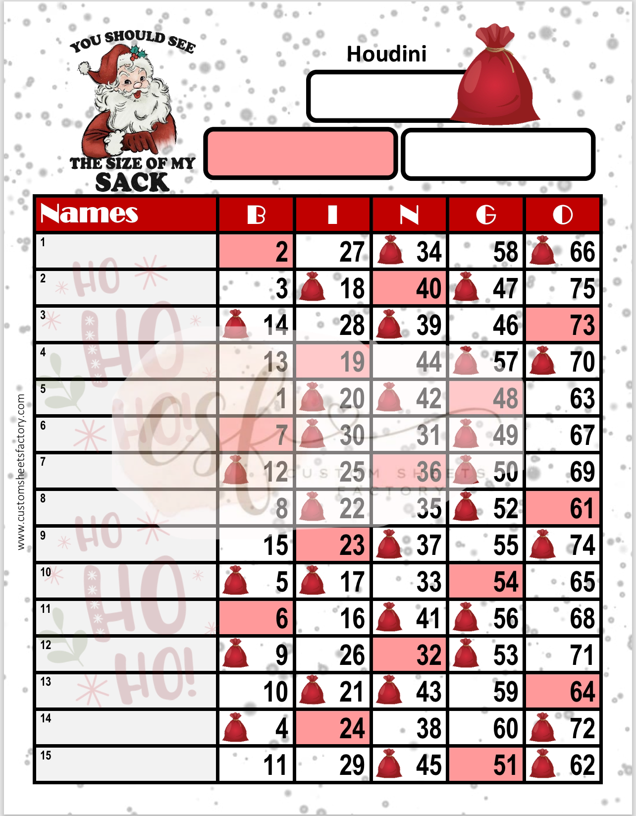 You should see the size of my sack - 15 Line & Grid