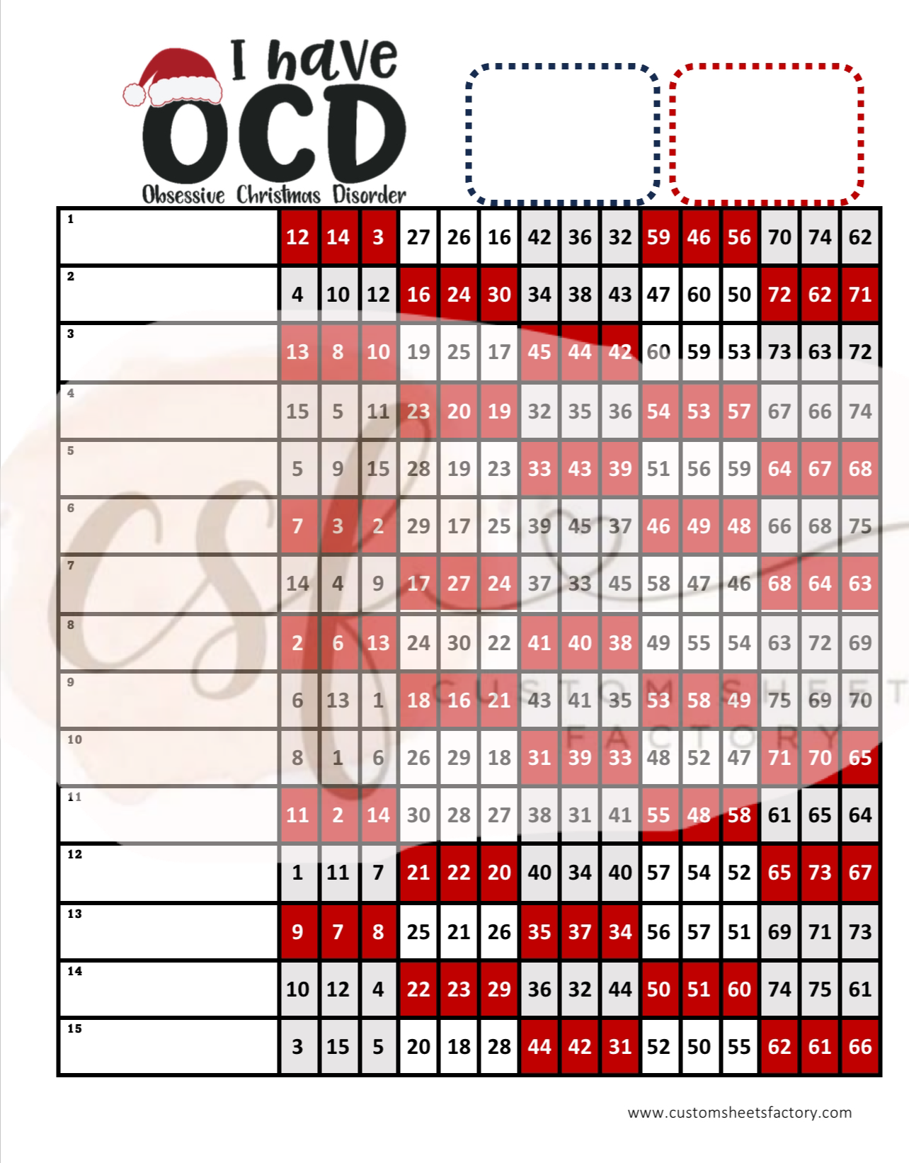 Ocd Pattern Design OCD Christmas - Various Designs – Custom Sheets Factory