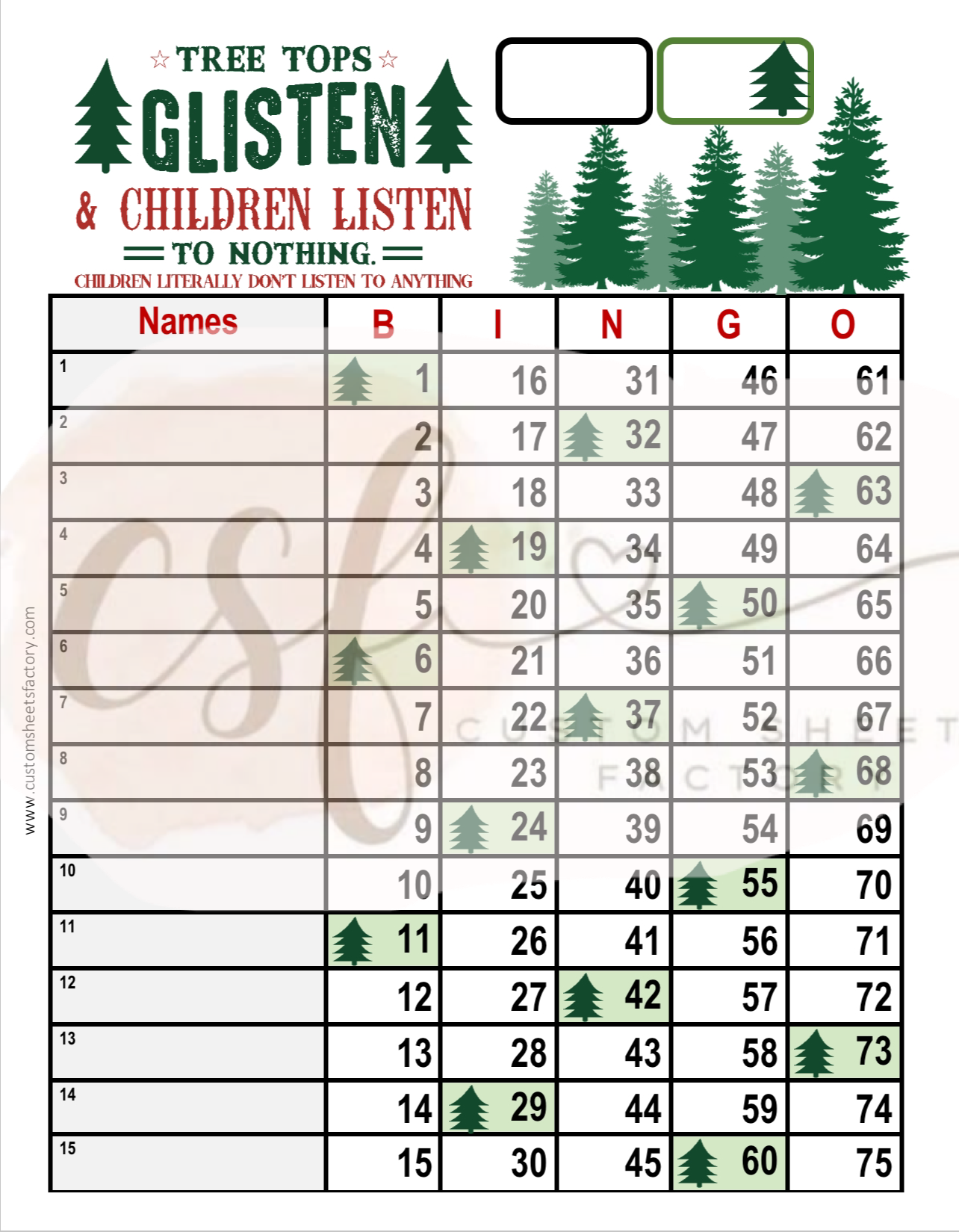 Tree top Glisten Children Listen to Nothing - 15 Line - 75 Ball