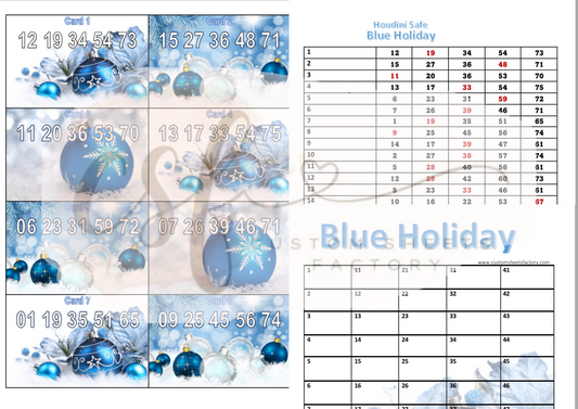 Blue Christmas Houdini Holders - 5 Number - 25 Card