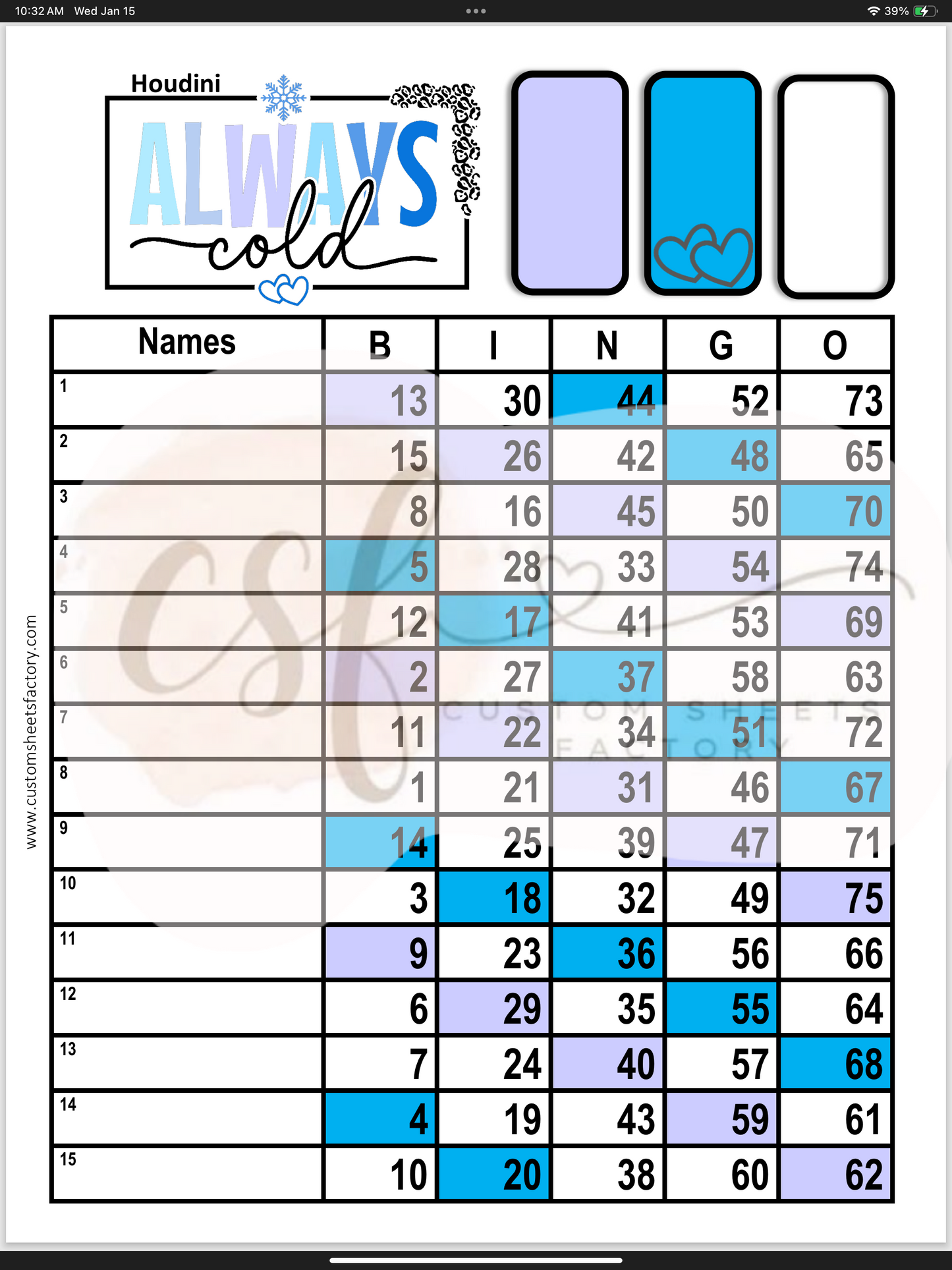 Always Cold - 15 Line 75 Ball