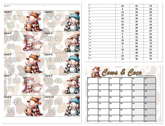 Cows & Coco - 3 Number - 25 Card - Holder Set