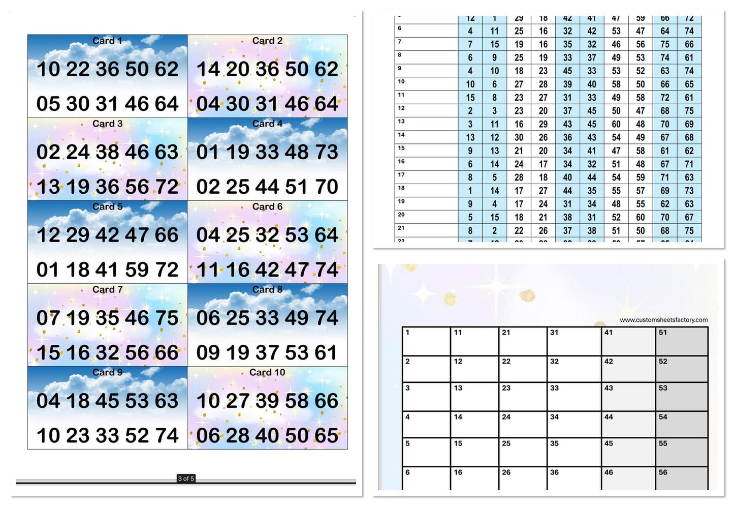 Clouds Holders - 10 Number - 25 Cards