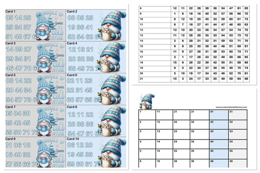 Blue Winter Gnome Holder Set - 10 Number - 25 Cards