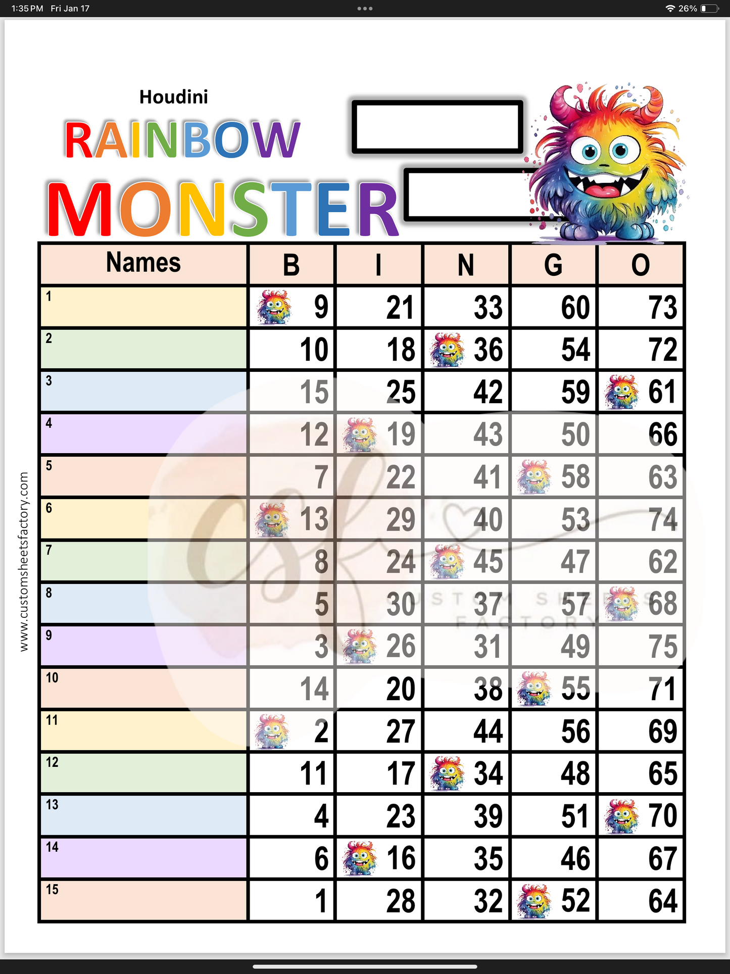 Rainbow Monster - Various Designs