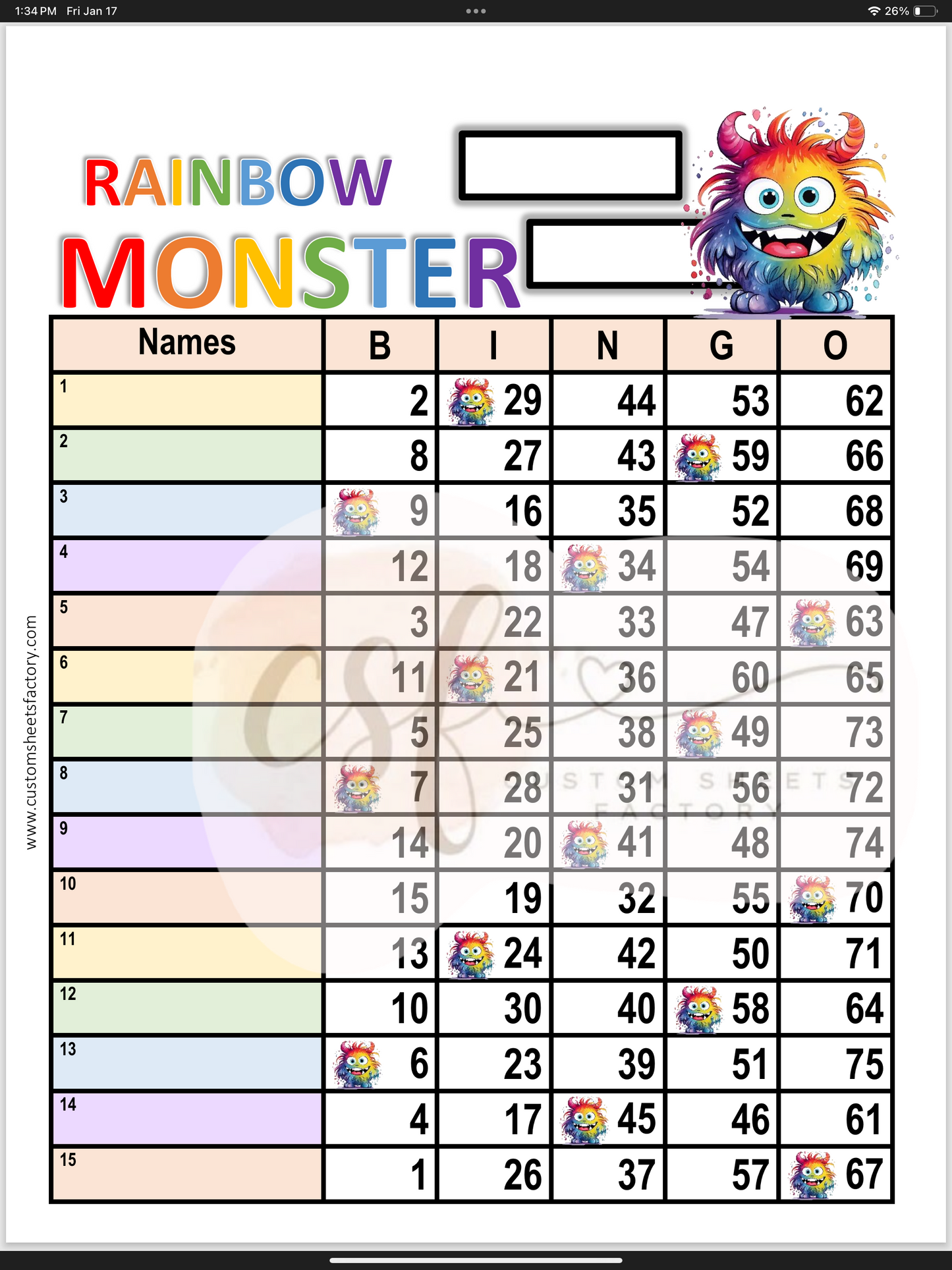 Rainbow Monster - Various Designs