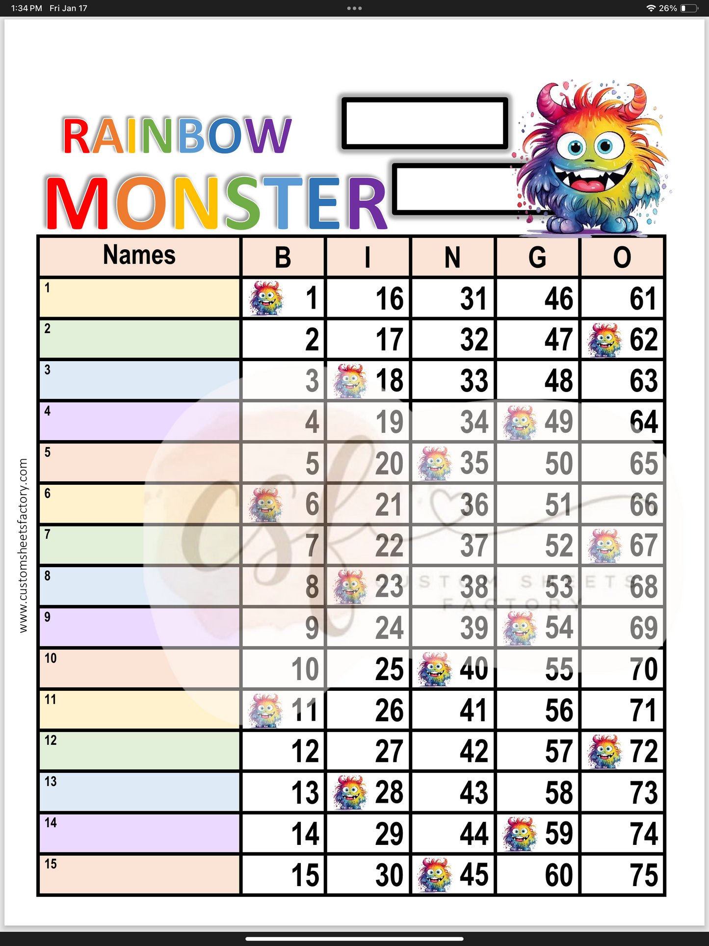 Rainbow Monster - Various Designs