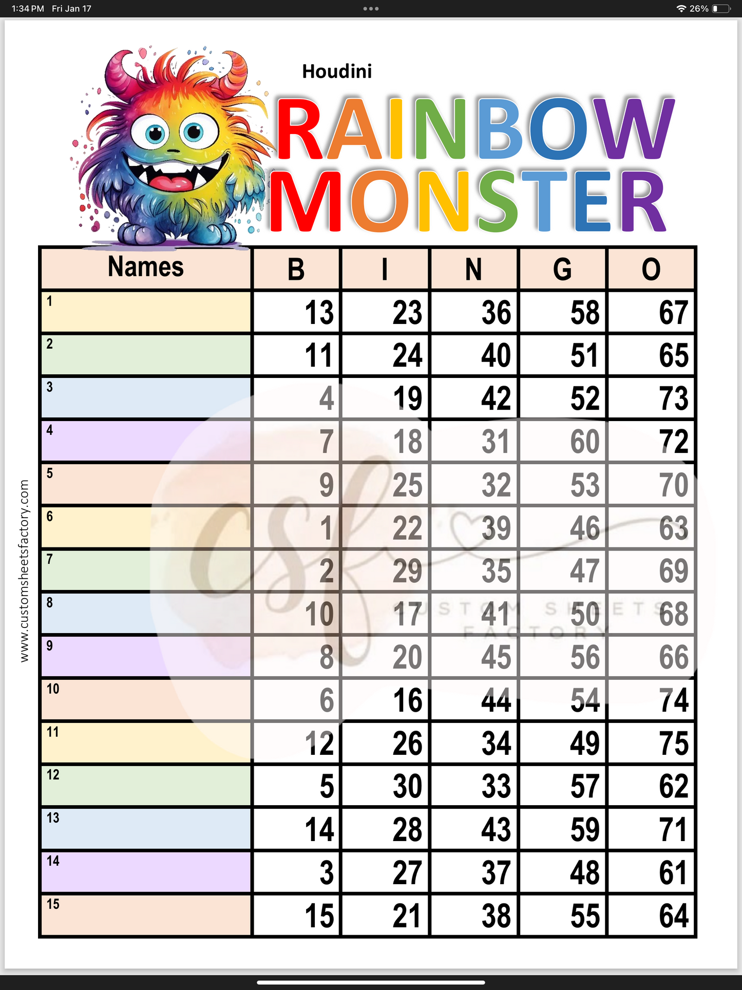 Rainbow Monster - Various Designs